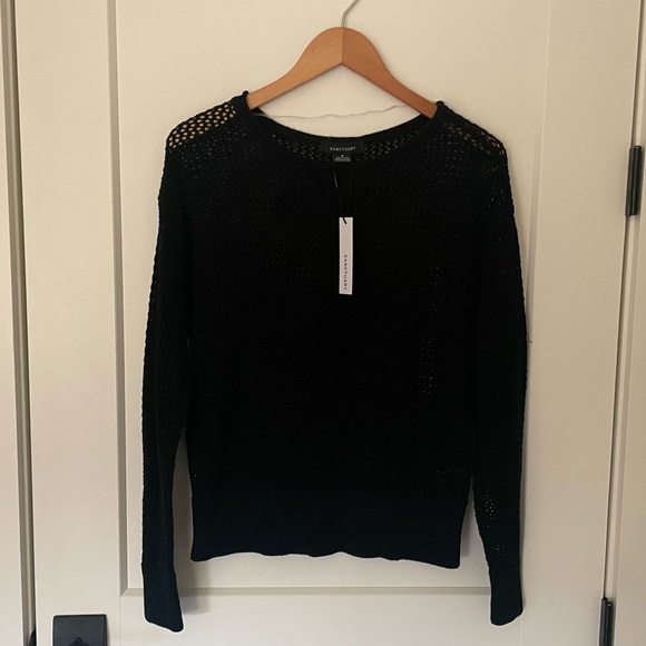 Sanctuary Open Knit Sweater in Black - Picture 3 of 9